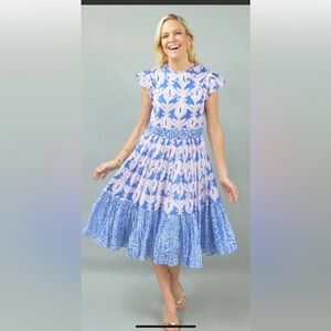 Blue and Pink Midi Dress